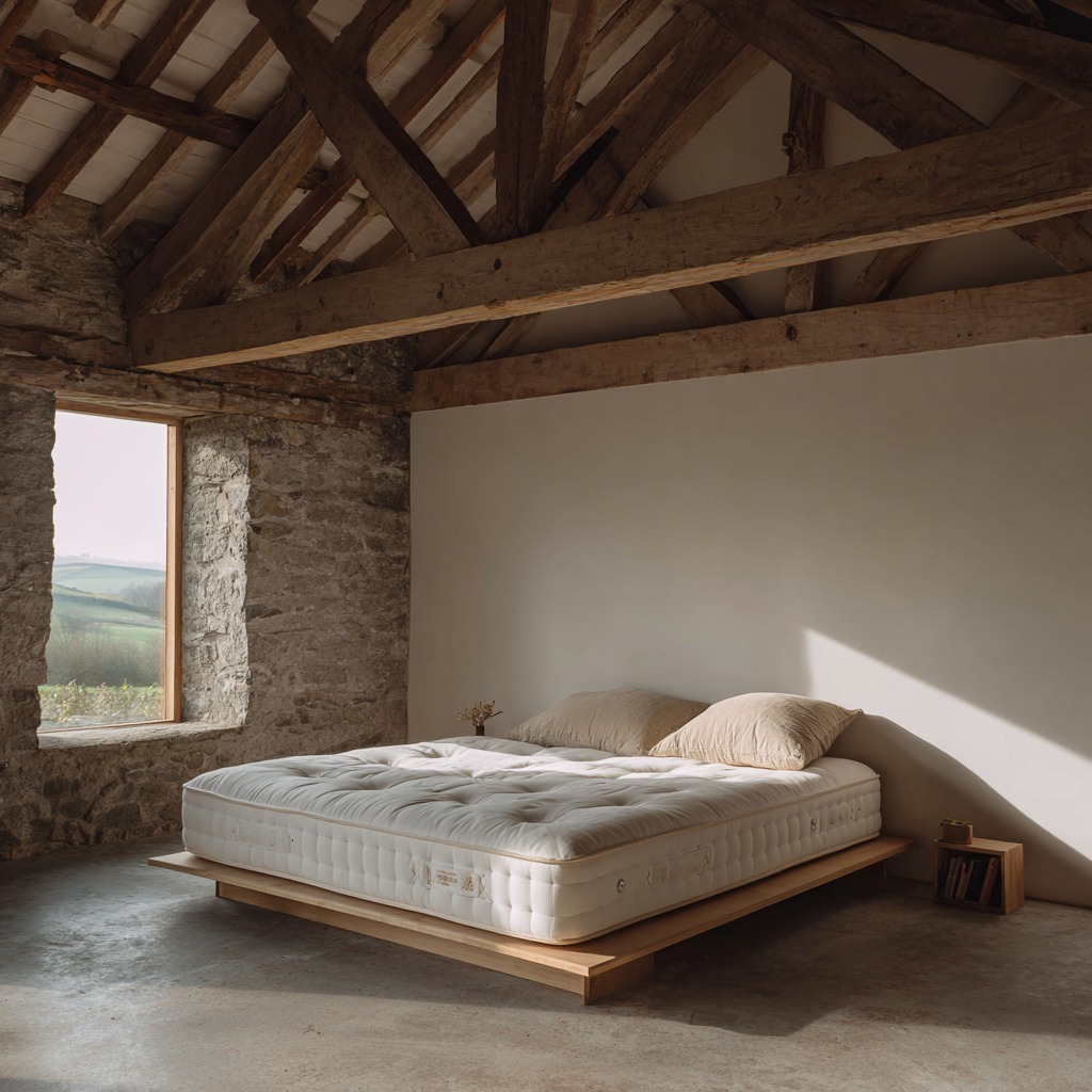 Wool 5000 mattress styled in a natural bedroom