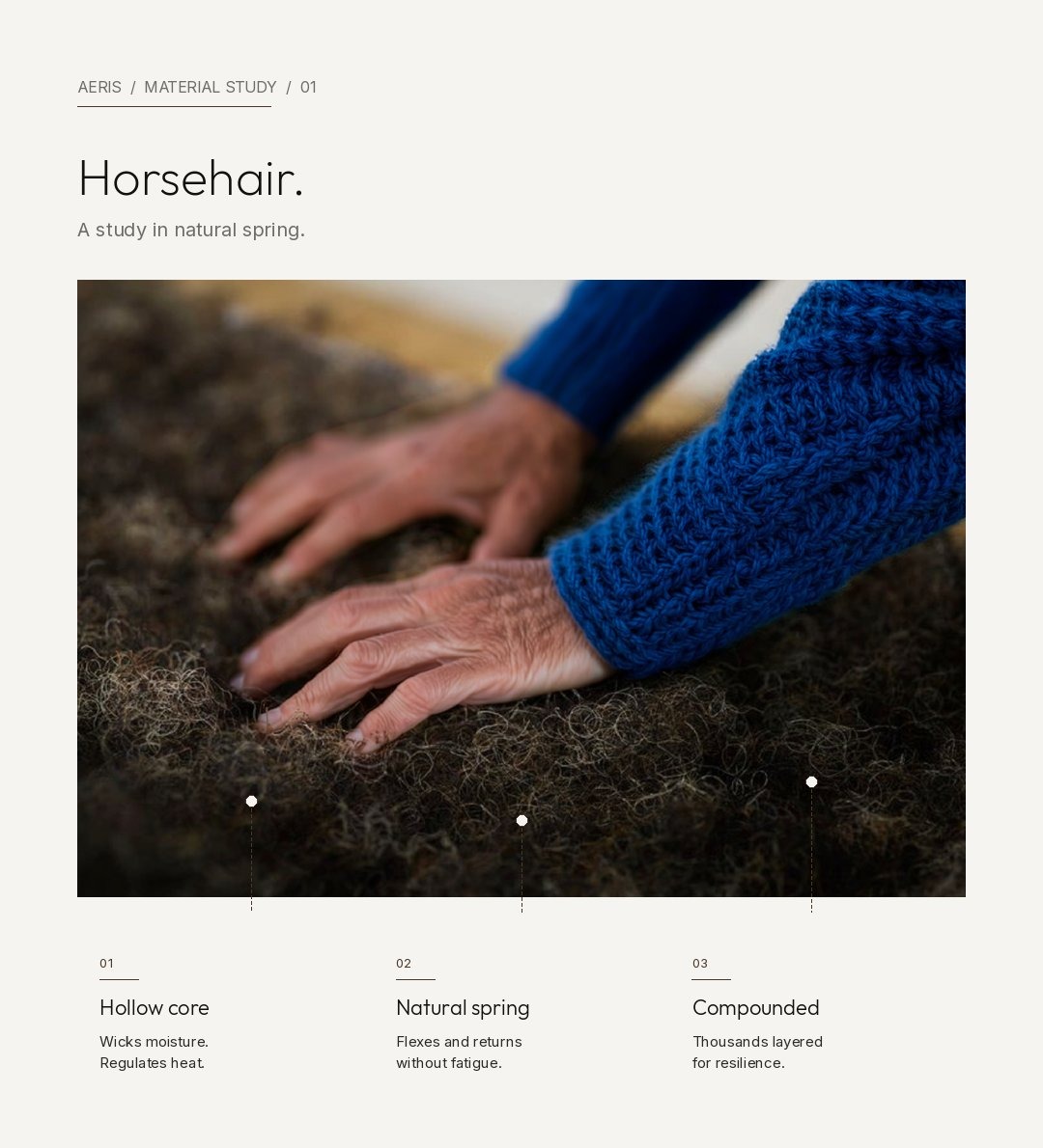 Aeris Material Study 01 — Horsehair. A study in natural spring.